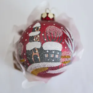 100mm Red Hand Painted Bauble Reflections