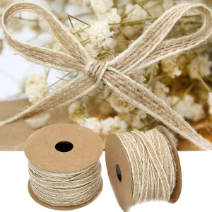 10M/Roll Vintage Jute Burlap Hessian Ribbon With Lace Wedding Party Christmas Decoration DIY Craft Gift Ribbons Packing Wrapping