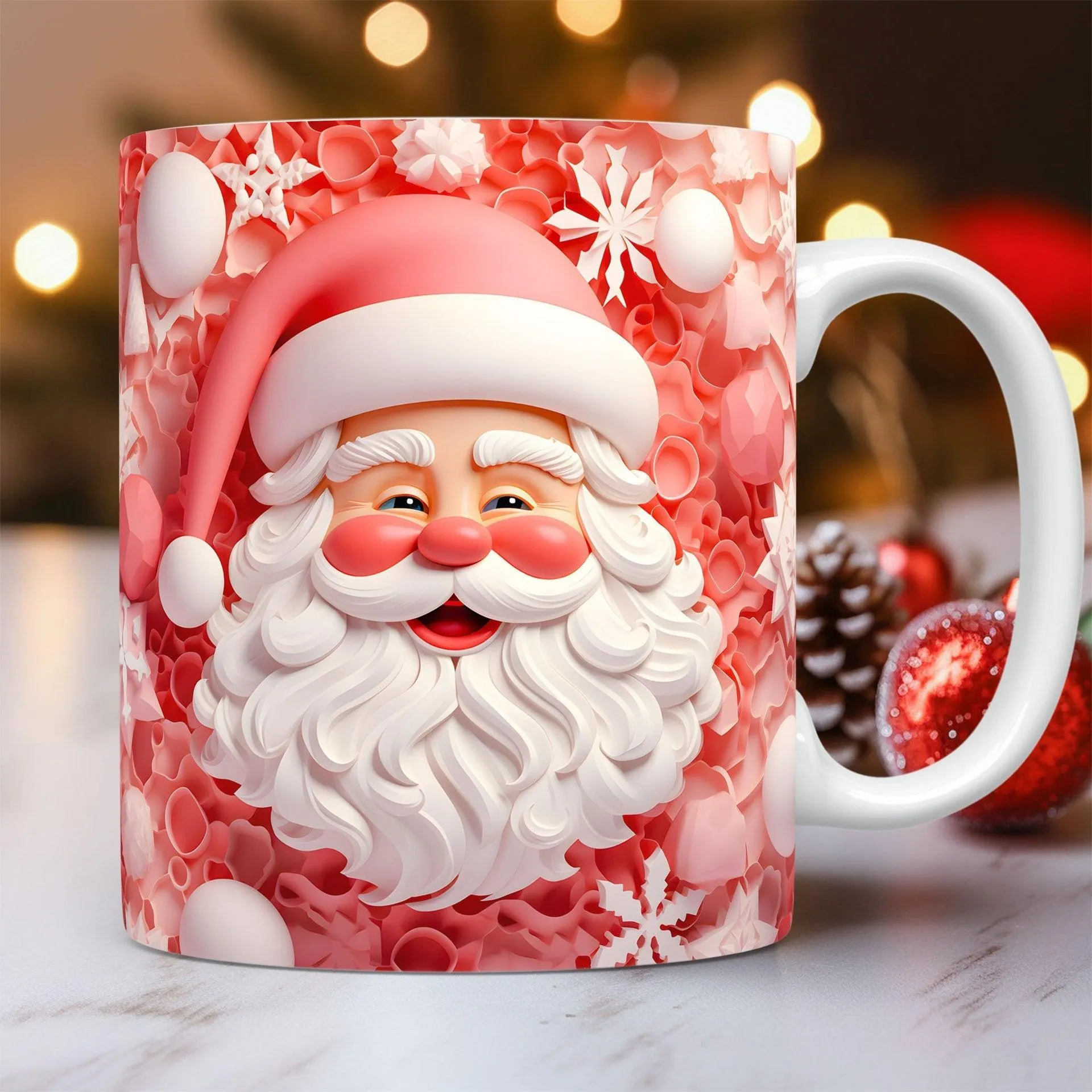 3D Christmas Ceramic Mug Snowman & Santa Coffee Cup Gift for Kids & Adults