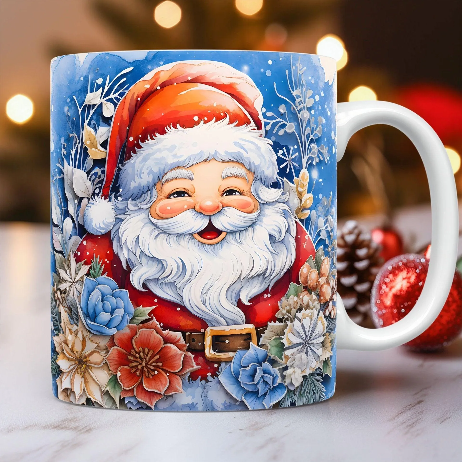 3D Christmas Ceramic Mug Snowman & Santa Coffee Cup Gift for Kids & Adults