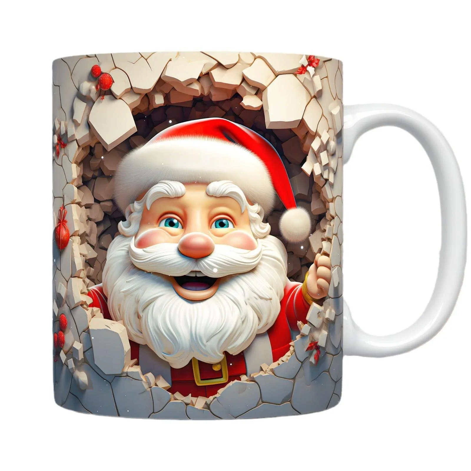 3D Christmas Ceramic Mug Snowman & Santa Coffee Cup Gift for Kids & Adults