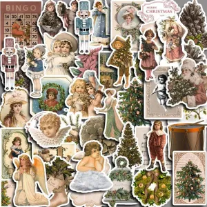 50 Pcs Retro Washi Paper Christmas Stickers