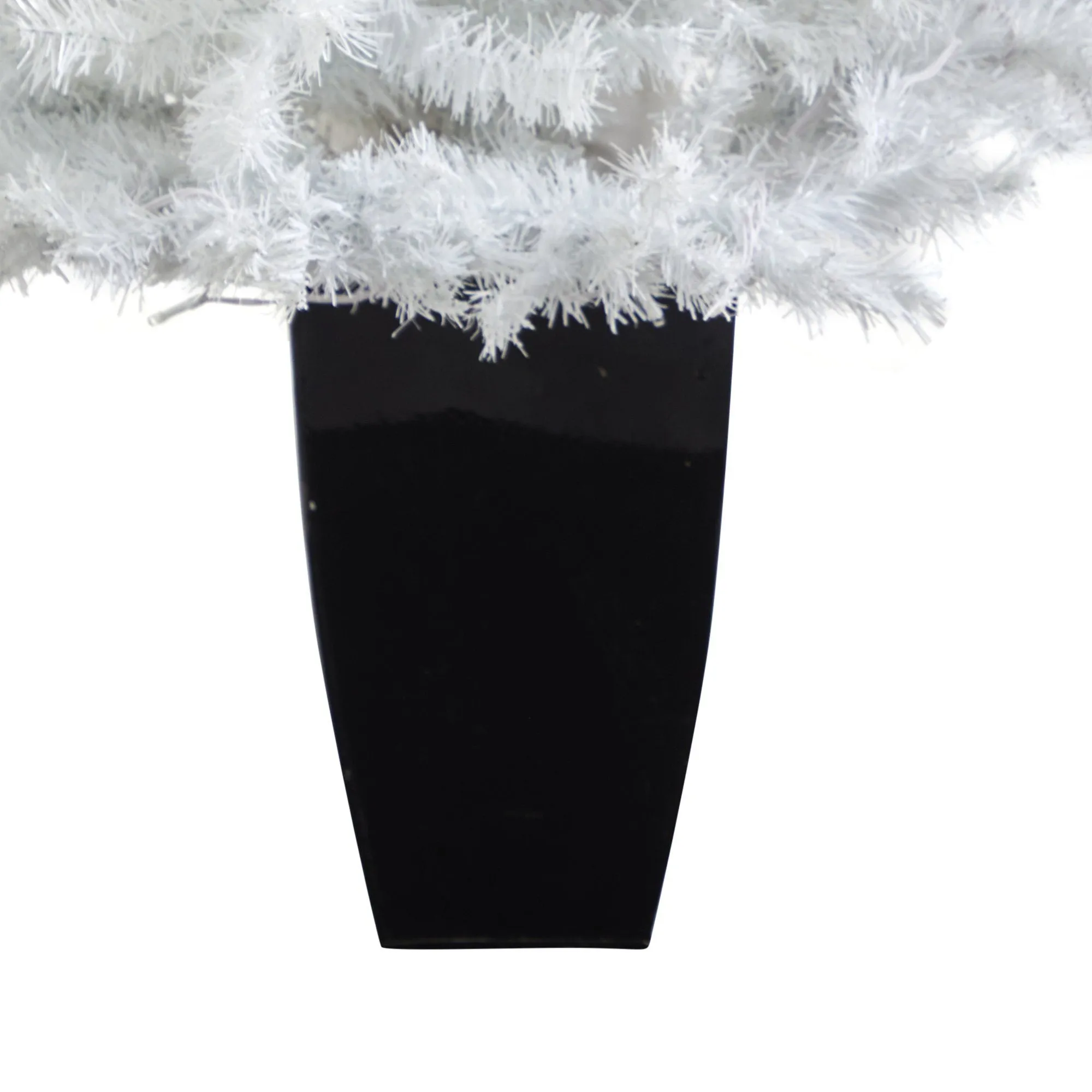 50” White Artificial Christmas Tree with 100 Clear LED Lights in Black Metal Planter