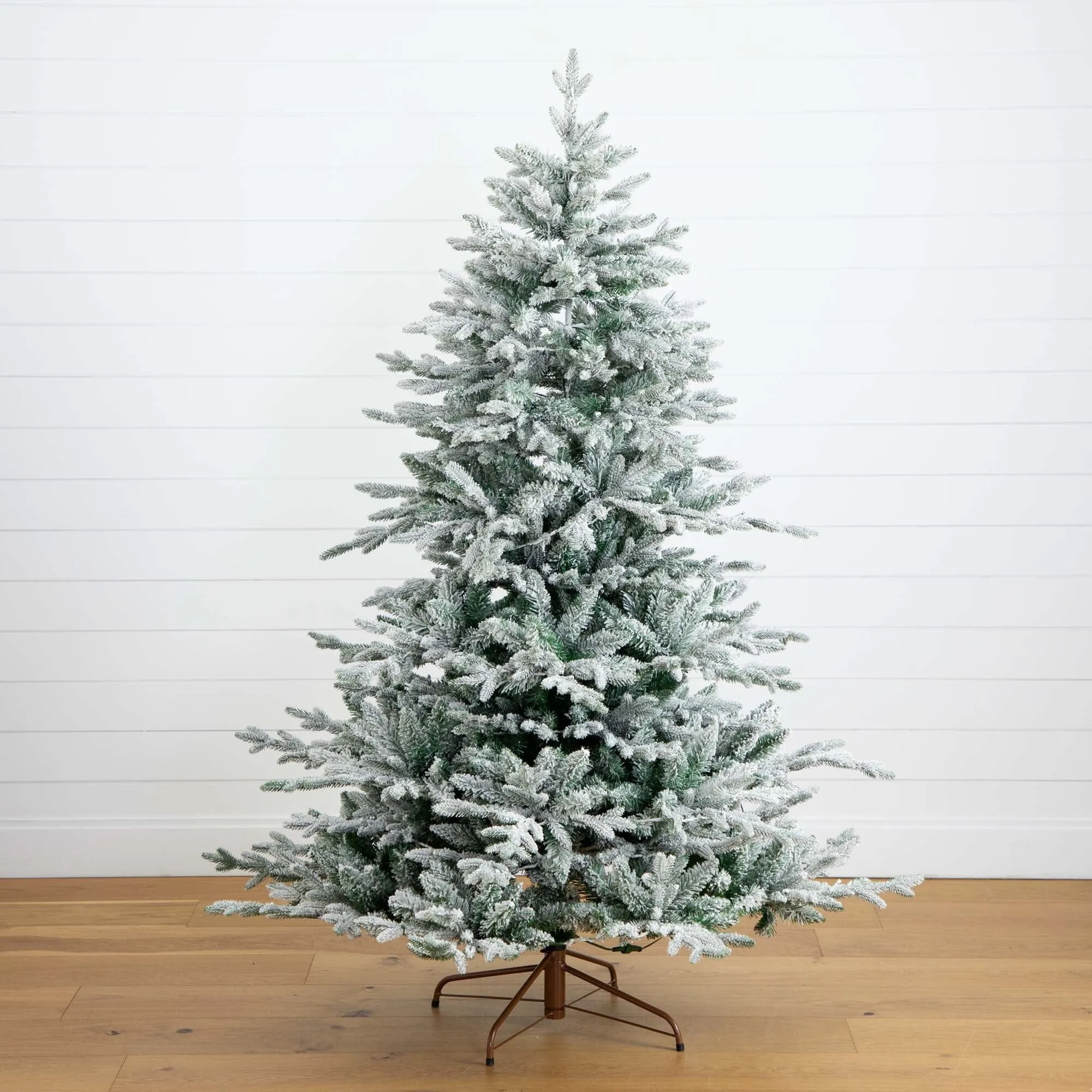 6' Pre-Lit Artificial Fraser Fir Flocked Christmas Tree with Instant Connect Technology and 280 Warm White LED Lights