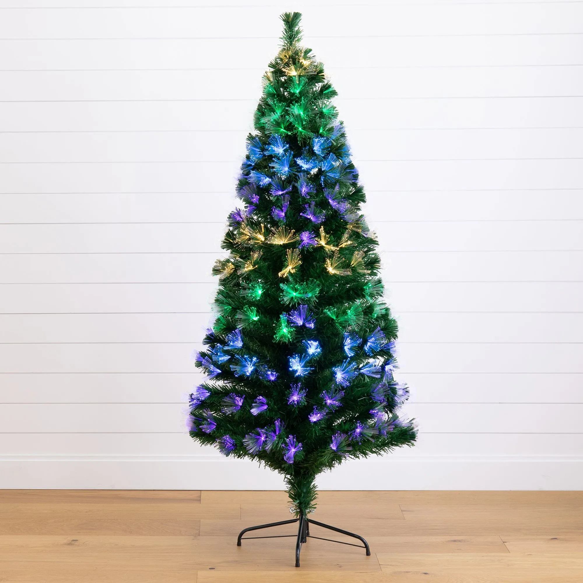 6' Pre-Lit Fiber Optic Artificial Christmas Tree with 220 Colorful LED Lights