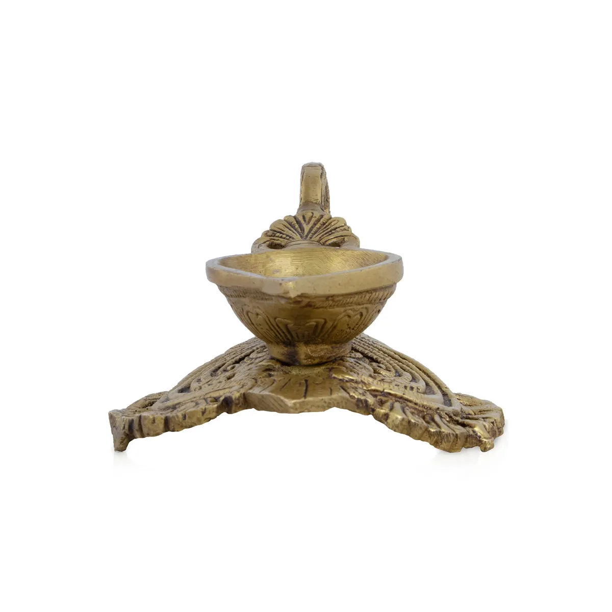 Antique Brass Deep with Stand - 3 x 7 Inches | Swan Handle Vilakku/ Lamp for Pooja/ 630 Gms Approx