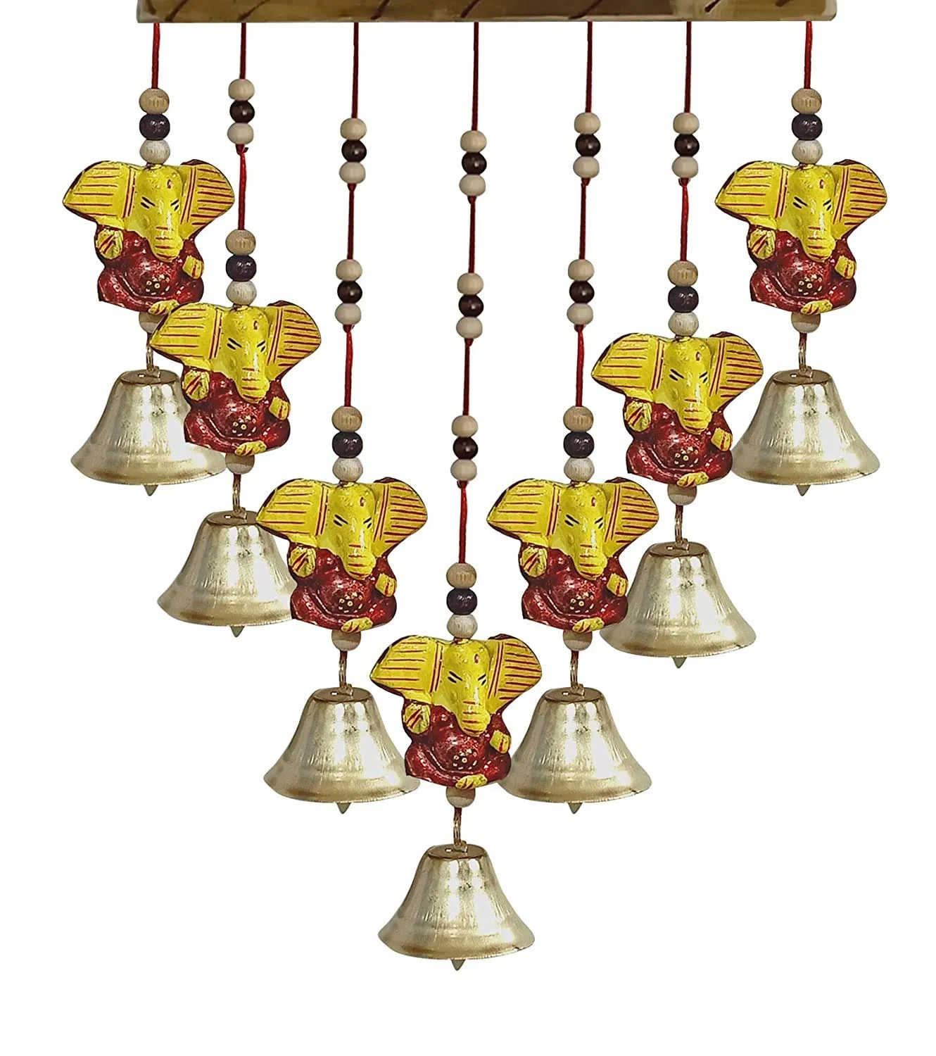 Anupam Enterprises Indian Rajasthani Handmade Traditional Art Home Decoration Wall Hanging Ganesh Wind Chime with Bells (Multicolour)