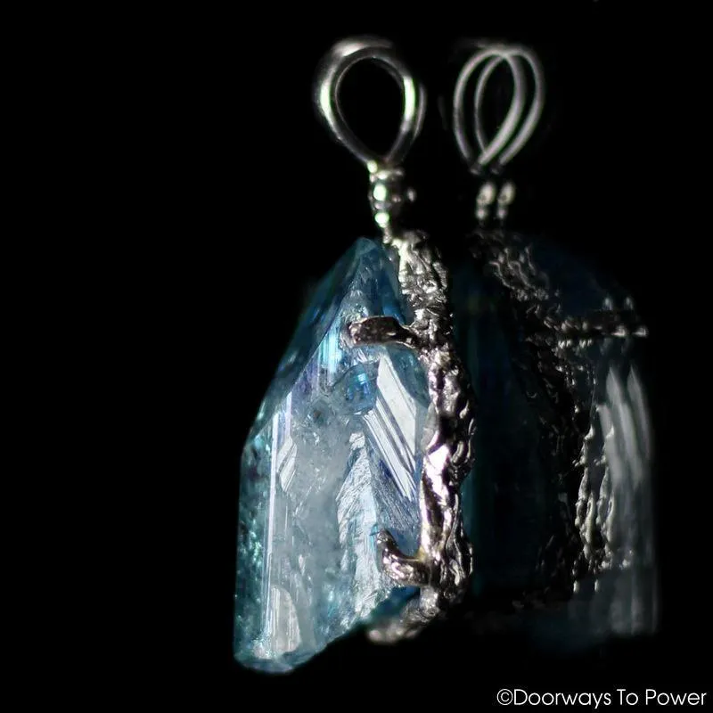 Aqua Aura Danburite Quartz Crystal Pendant .925 SS