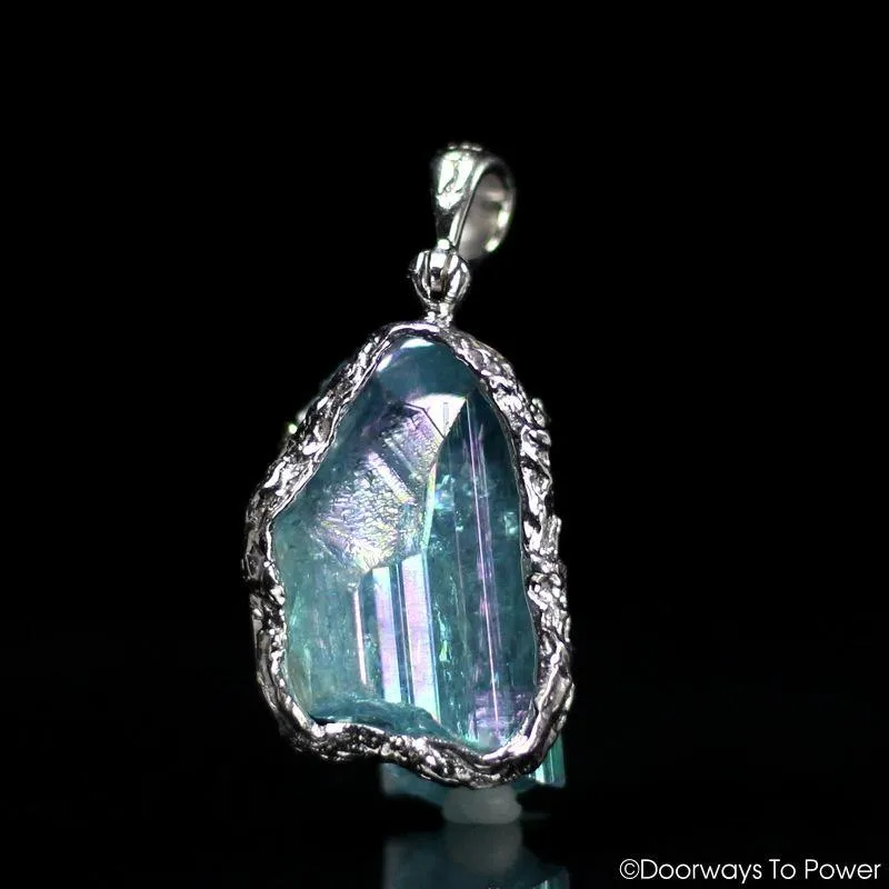 Aqua Aura Danburite Quartz Crystal Pendant .925 SS