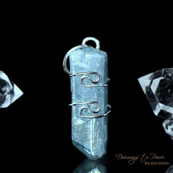 Aqua Aura Danburite Quartz Crystal Pendant