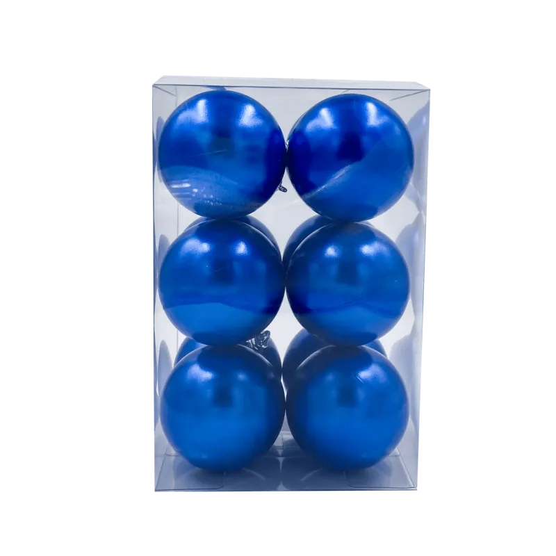 Bauble Outdoor UV Stable Blue 70mm - 12 Pack