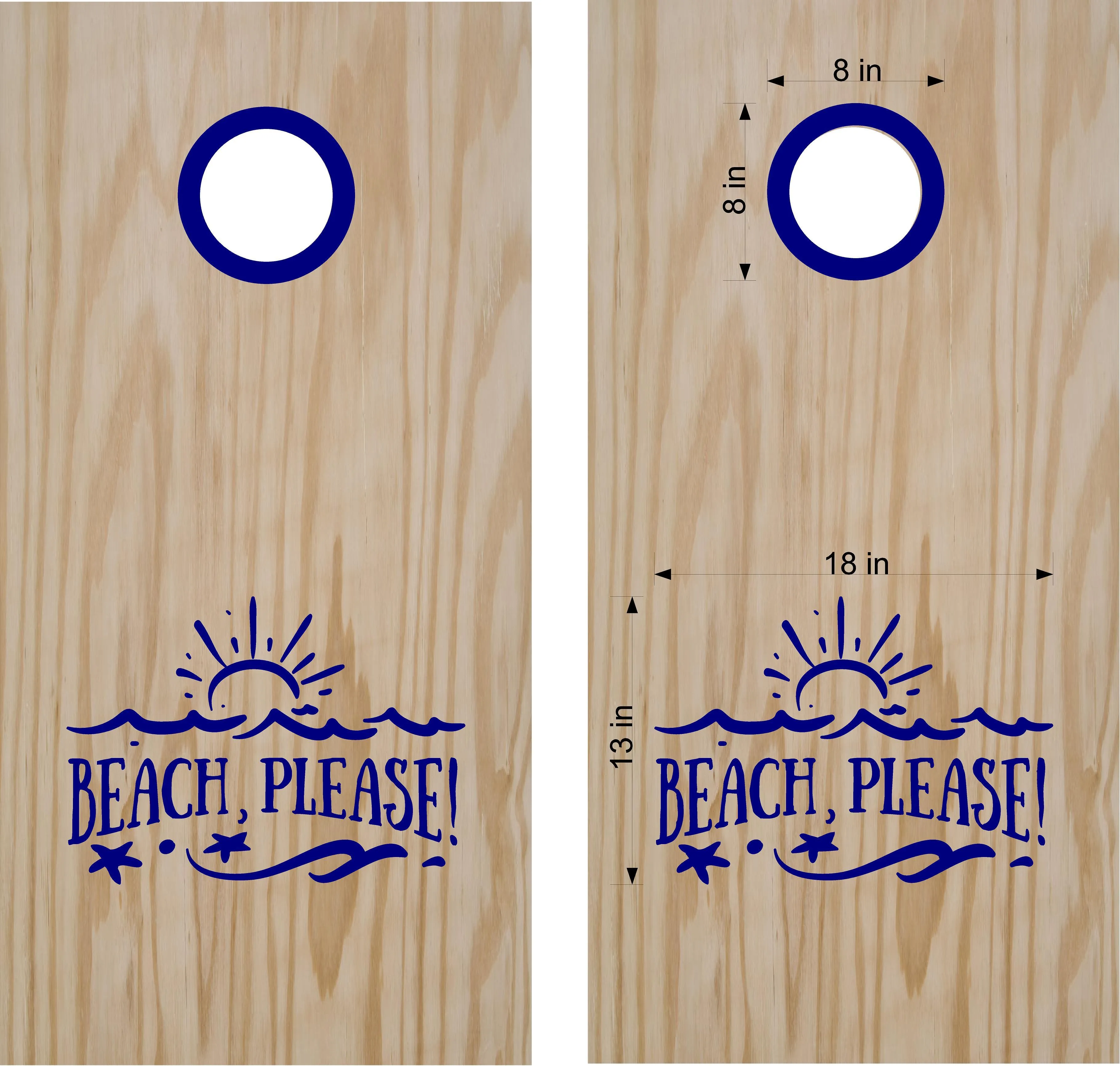 Beach Please Cornhole Board Vinyl Decal Sticker