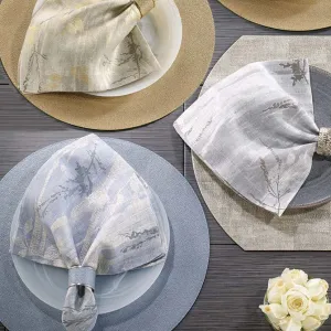 Bodrum Avignon metallic print linen napkins & runners