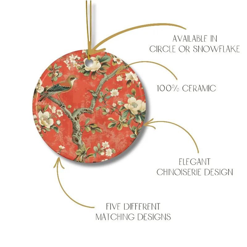 Chinoiserie Ornaments - Multi-Color Floral Design - 18-Piece Set