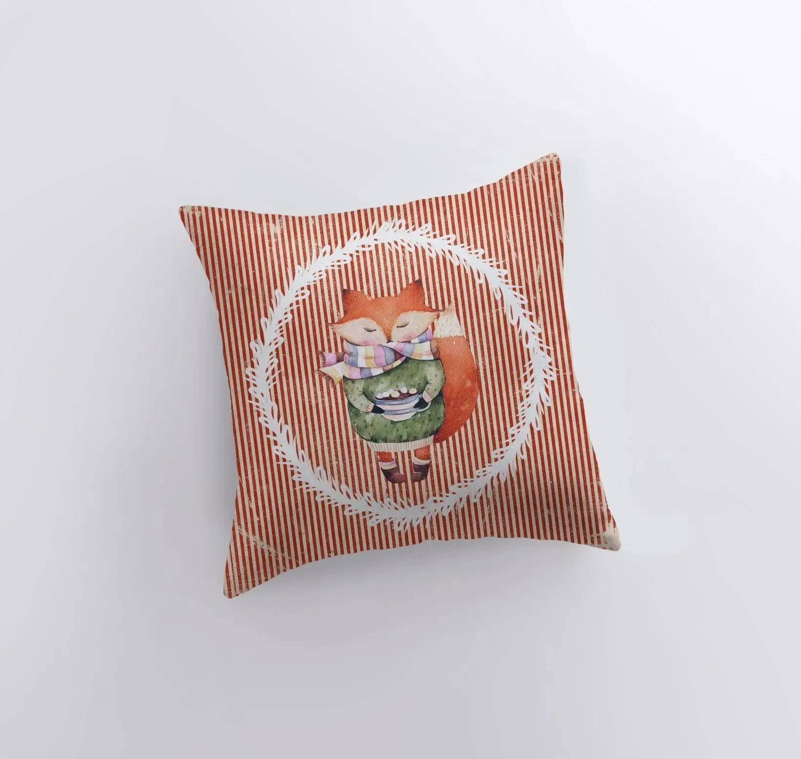 Christmas Fox with hot Cocoa | Pillow Cover | Red Fox | Christmas Decor | Throw Pillow | Room Decor Home Decor Bedroom Decor | Sister Gift