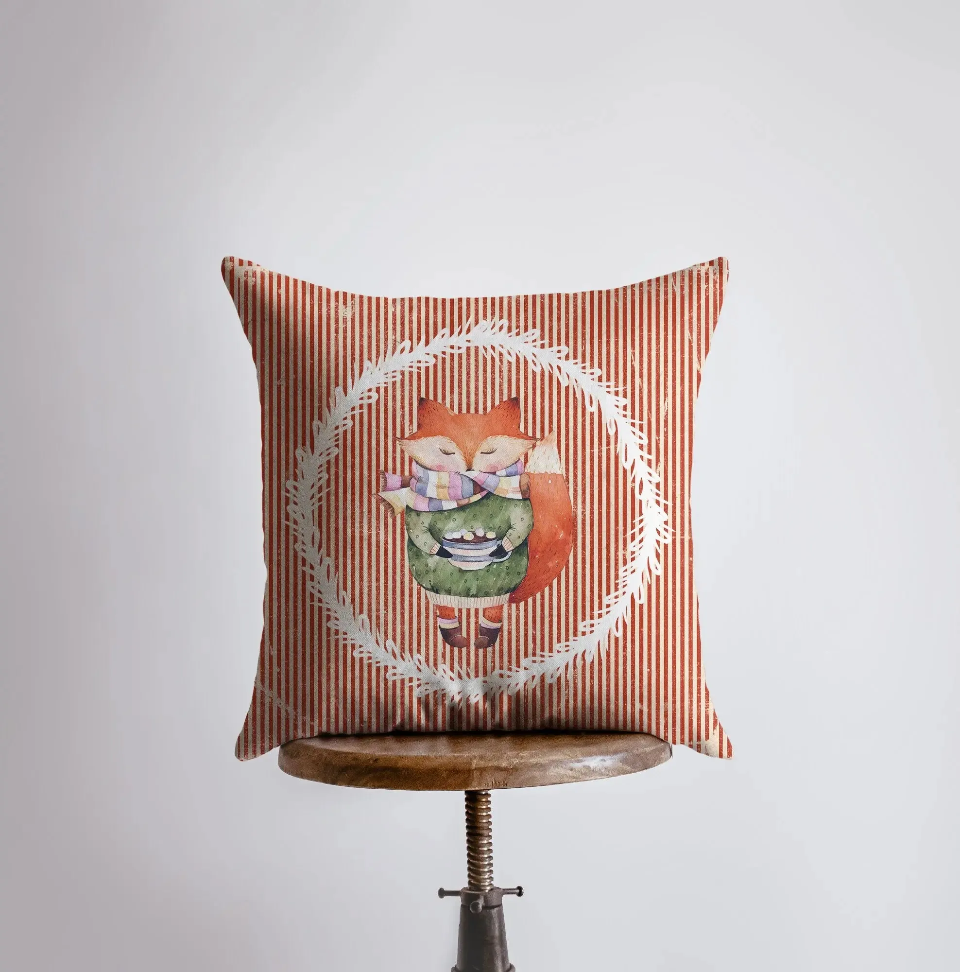 Christmas Fox with hot Cocoa | Pillow Cover | Red Fox | Christmas Decor | Throw Pillow | Room Decor Home Decor Bedroom Decor | Sister Gift