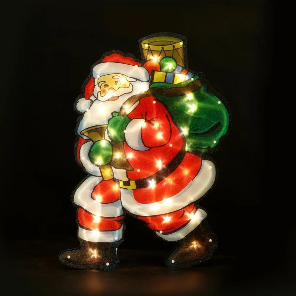 Christmas Silhouette Lights Santa with Gift