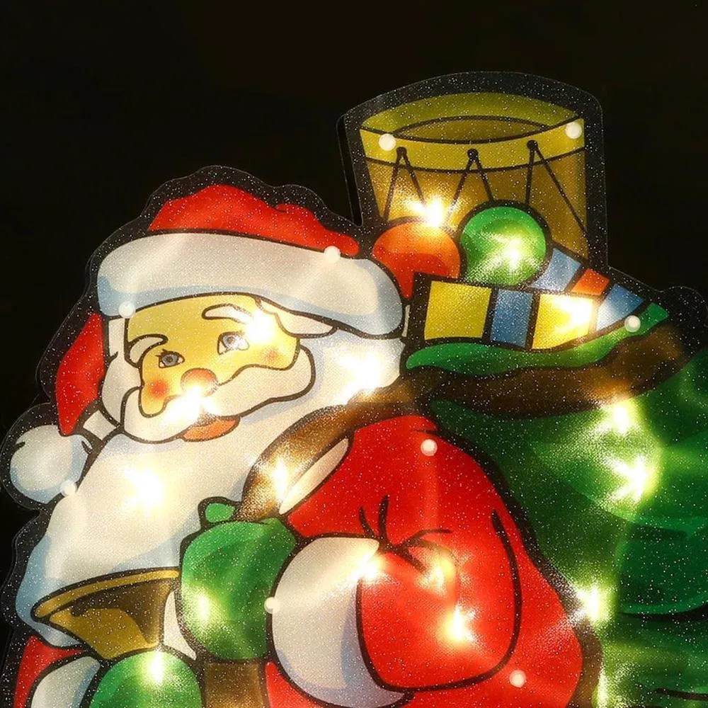 Christmas Silhouette Lights Santa with Gift