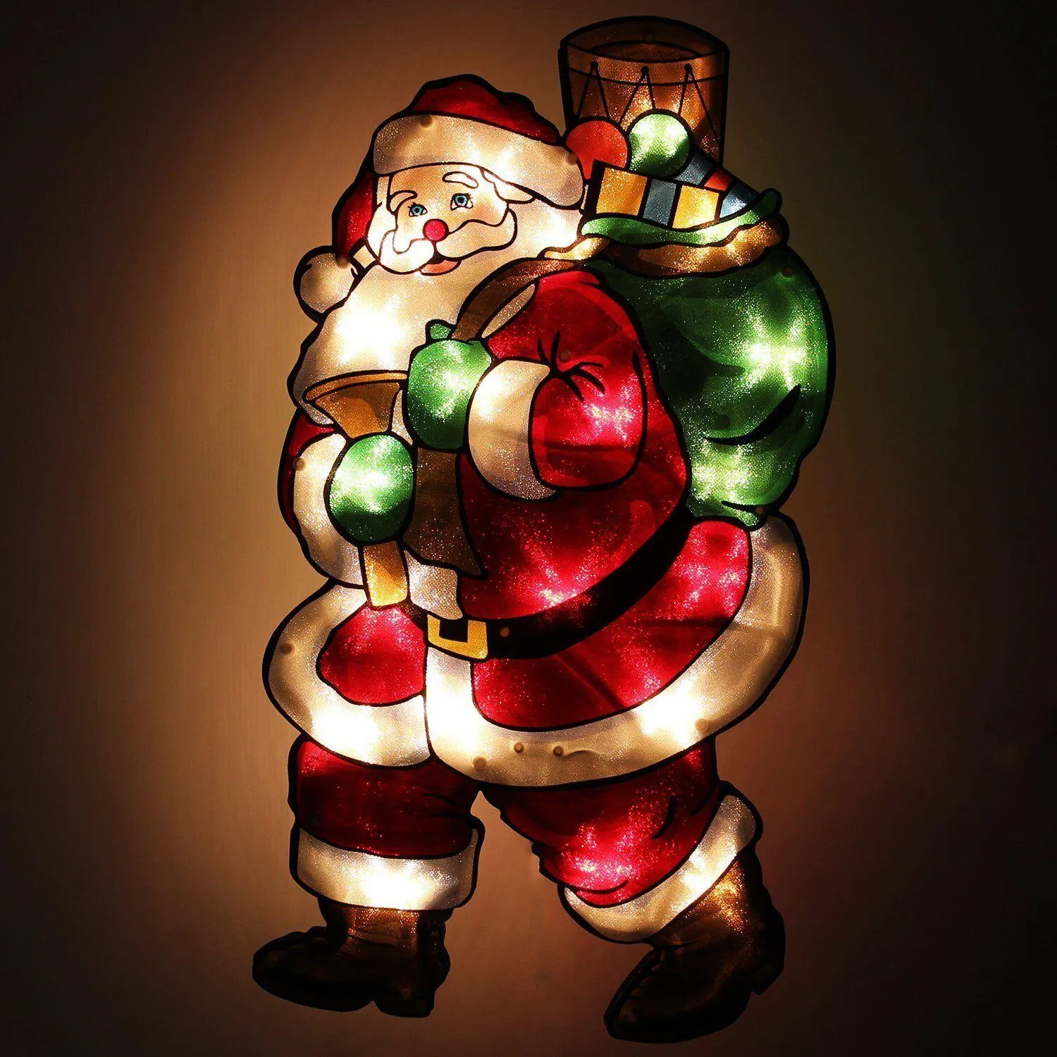 Christmas Silhouette Lights Santa with Gift