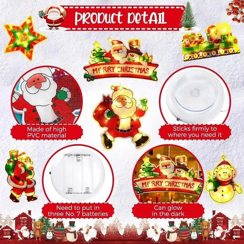 Christmas Window Hanging Lights - Battery Operated Christmas Lighted Decorations