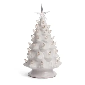 classic Pearl Olive Ceramic Christmas Tree - 15.5' Large, Multicolor Lights White S