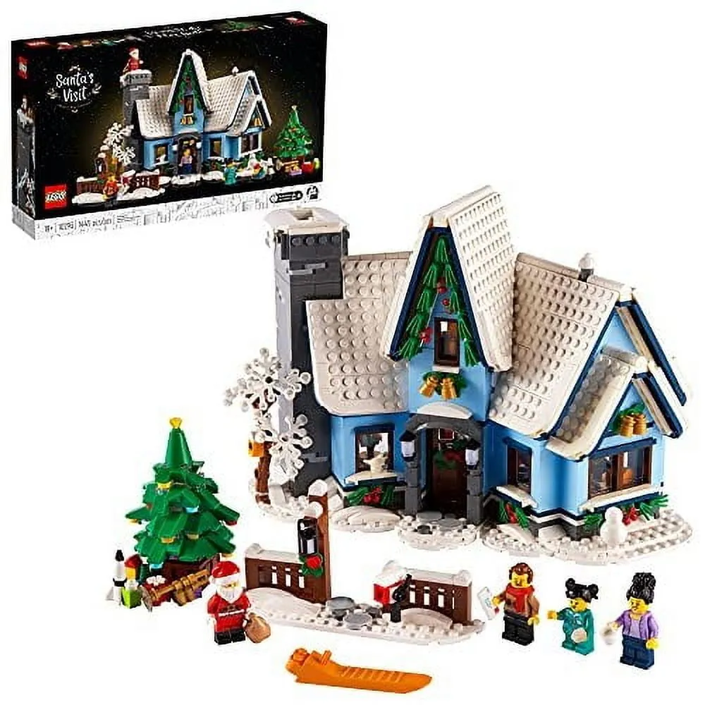 cozy Icons Santaa??s Visit 10293 Christmas House Model Building Set for Adults and Families, Festive Home D??cor with Xmas Tree, Gift Idea