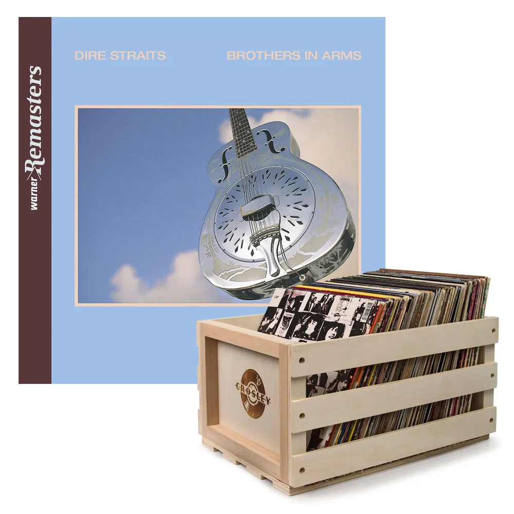 Crosley Record Storage Crate & Dire Straits Brothers In Arms - Double Vinyl Album Bundle