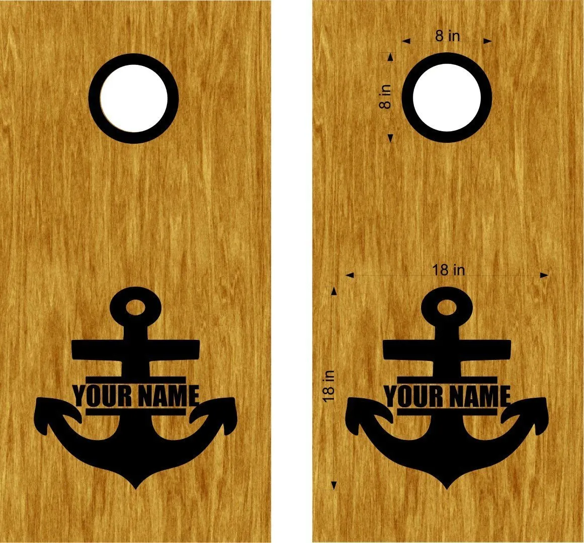 Custom Text Nautical Anchor Cornhole Board Vinyl Decal Sticker