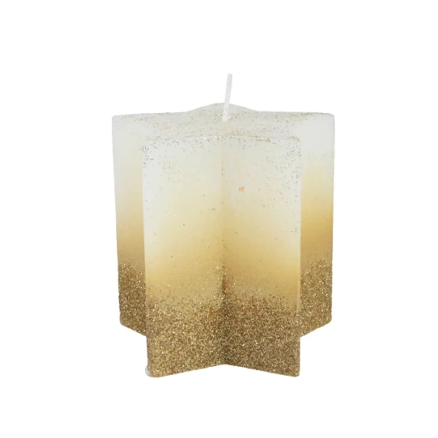 Decoris 10cm White Candle wax with Star Glitter