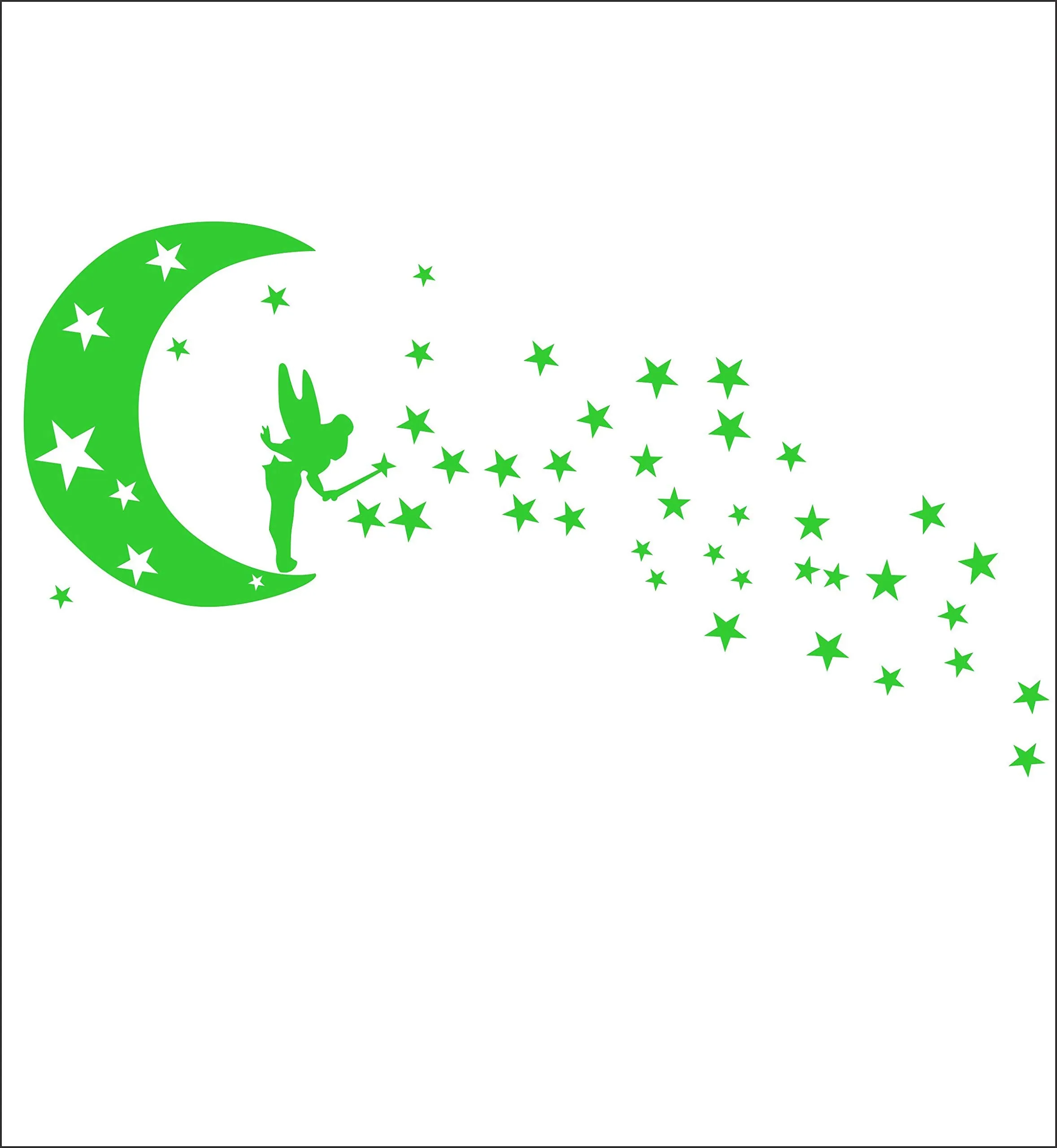 DreamKraft Fairy With Star & Moon Night Glow Wall Sticker (43 cm x 89 cm)