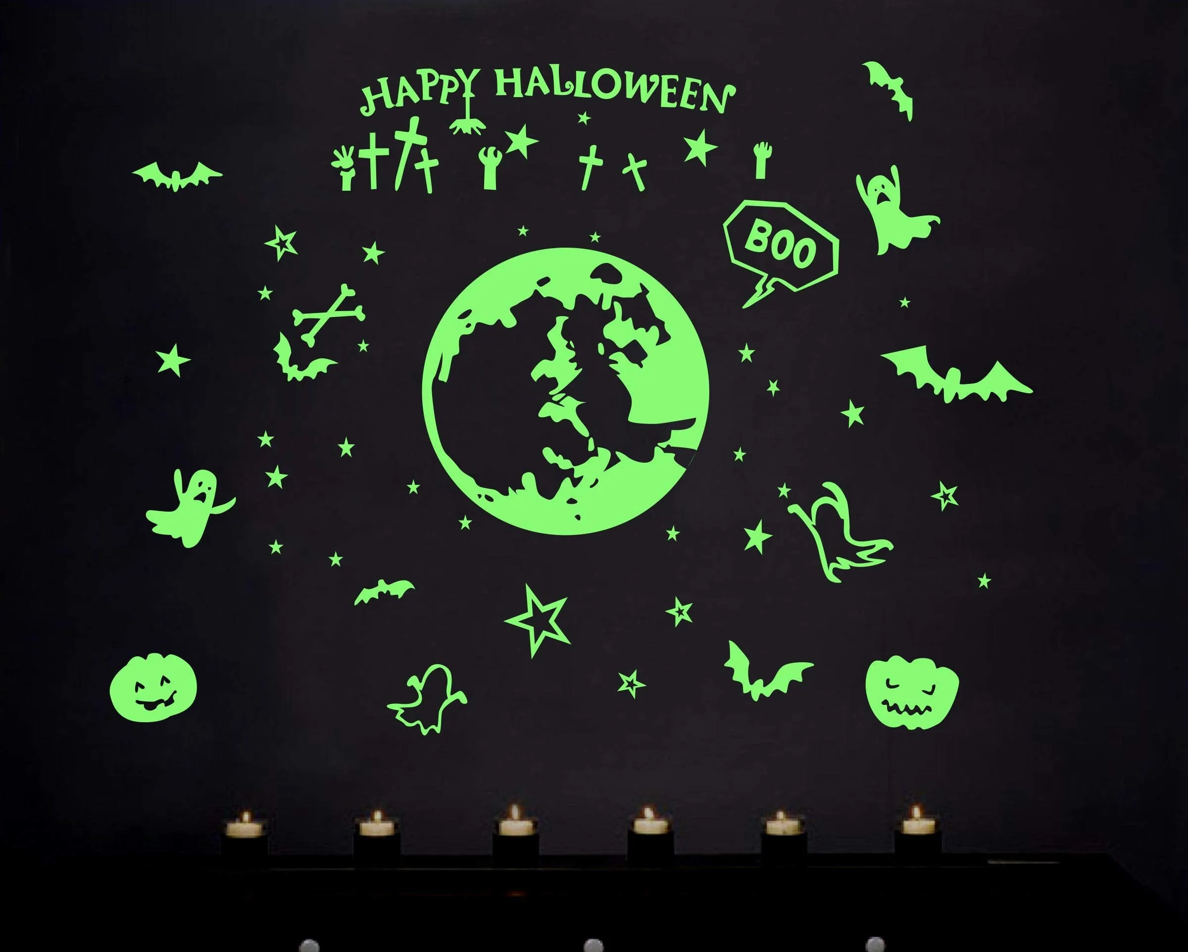 DreamKraft Happy Halloween Night Glow Wall Sticker (46 cm x 64 cm)