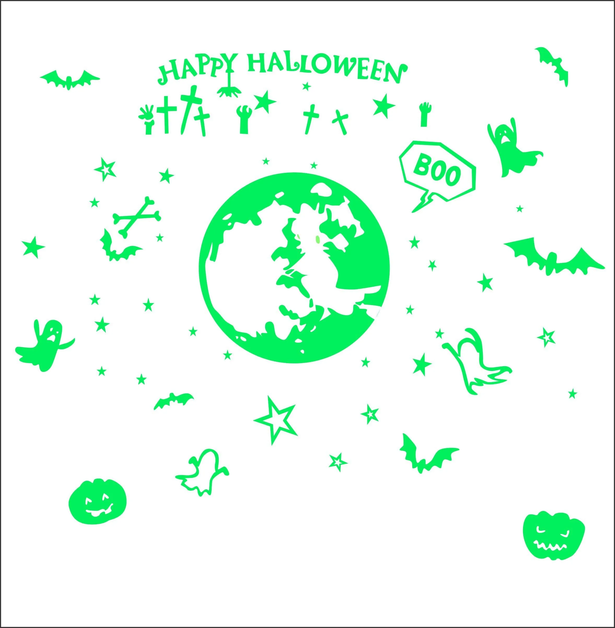 DreamKraft Happy Halloween Night Glow Wall Sticker (46 cm x 64 cm)