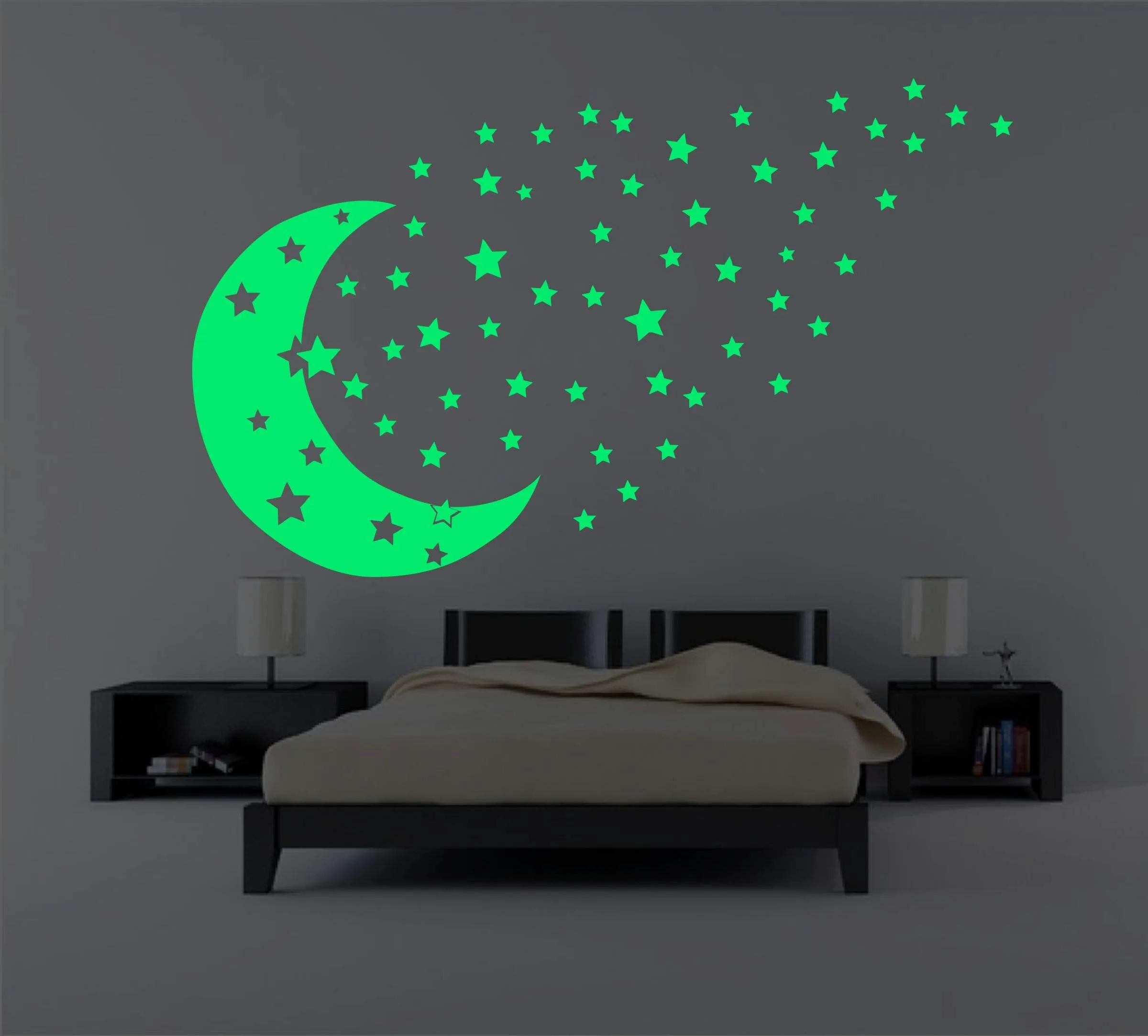 DreamKraft Star & Moon Night Glow Wall Sticker (40 cm x 67 cm)