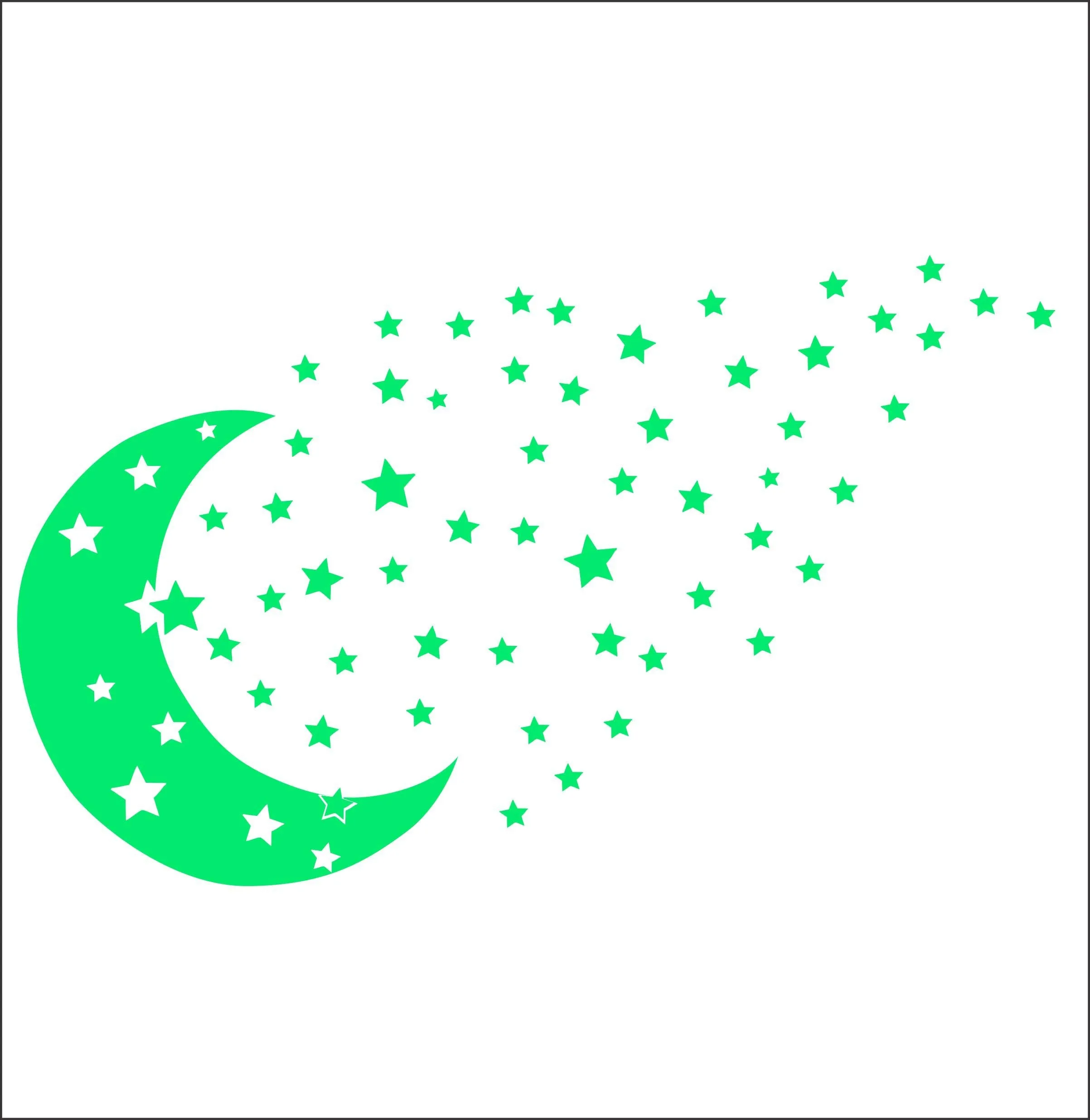 DreamKraft Star & Moon Night Glow Wall Sticker (40 cm x 67 cm)