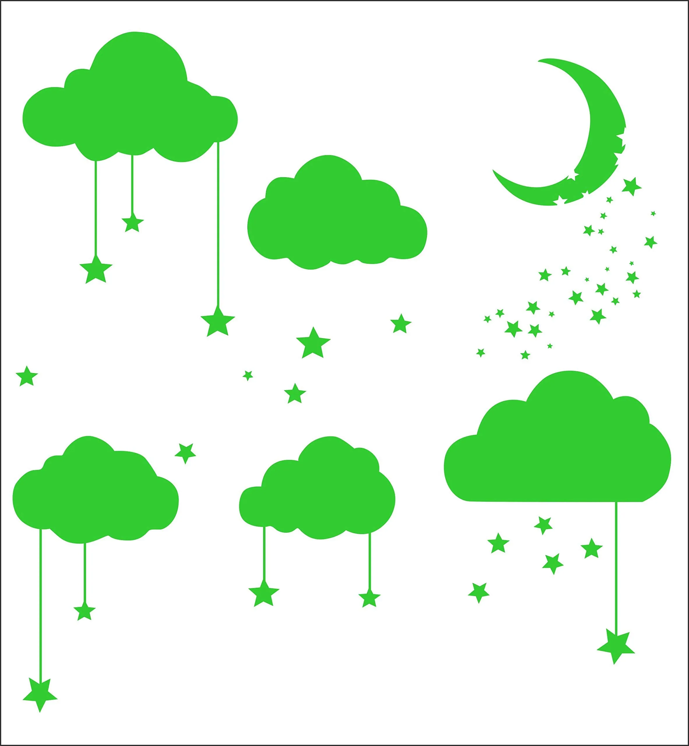 DreamKraft Star & Moon Night Glow Wall Sticker (52 cm x 50 cm)