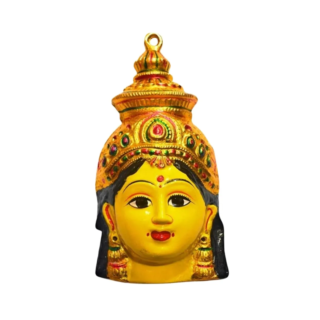 Epoojacart - Varalakshmi Gowri Face 5-Inch Size - Yellow Elegant Aluminium Idol for Home - Varalakshmi Pooja - Decorative Accent for Festivals