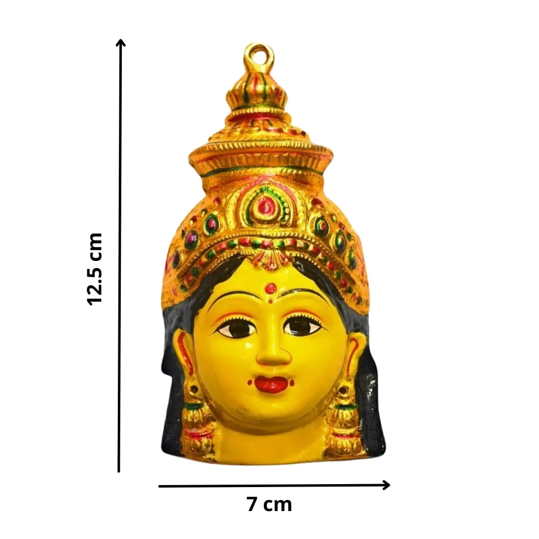 Epoojacart - Varalakshmi Gowri Face 5-Inch Size - Yellow Elegant Aluminium Idol for Home - Varalakshmi Pooja - Decorative Accent for Festivals