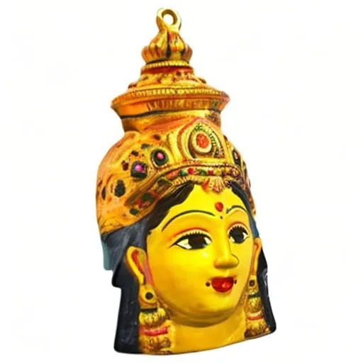 Epoojacart - Varalakshmi Gowri Face 5-Inch Size - Yellow Elegant Aluminium Idol for Home - Varalakshmi Pooja - Decorative Accent for Festivals