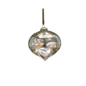 Festive 10cm  Clear Glass Onion With Copper Leaf