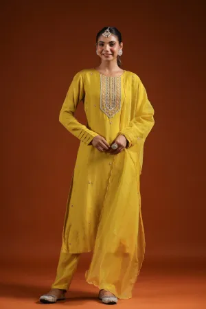 Festive Yellow Embellished Pant Set