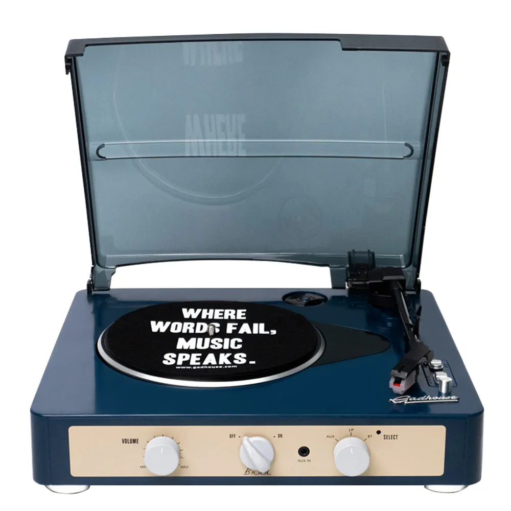 Gadhouse Brad MKII Record Player - Navy   Bundled Crosley Record Storage Display Stand