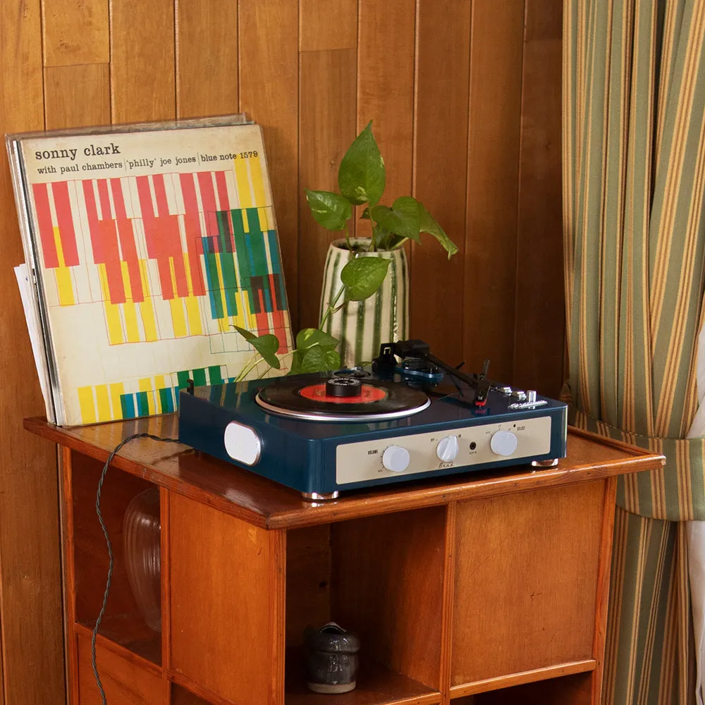 Gadhouse Brad MKII Record Player - Navy   Bundled Crosley Record Storage Display Stand