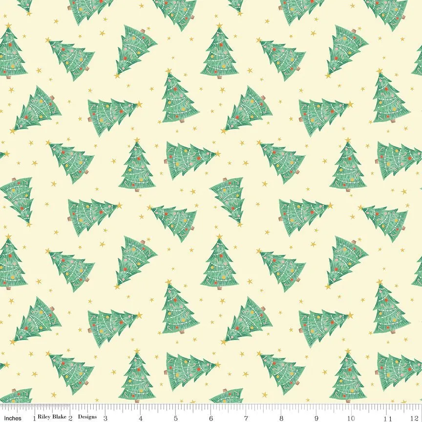 Holiday Cheer Trees Vanilla Yardage - My Mind’s Eye | Riley Blake Designs, SKU: C13612-VANILLA