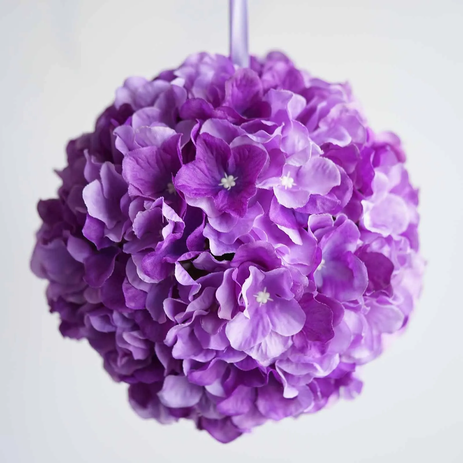 Hydrangea Kissing Ball Artificial Silk Flowers - Purple - 4 pack