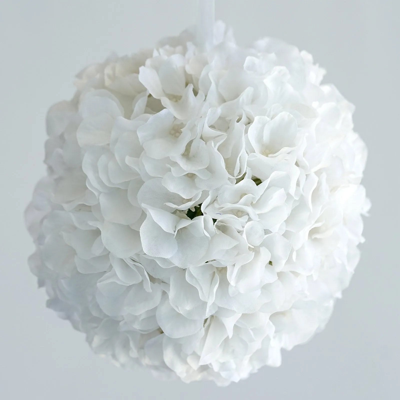 Hydrangea Kissing Ball Artificial Silk Flowers - White - 4 pack