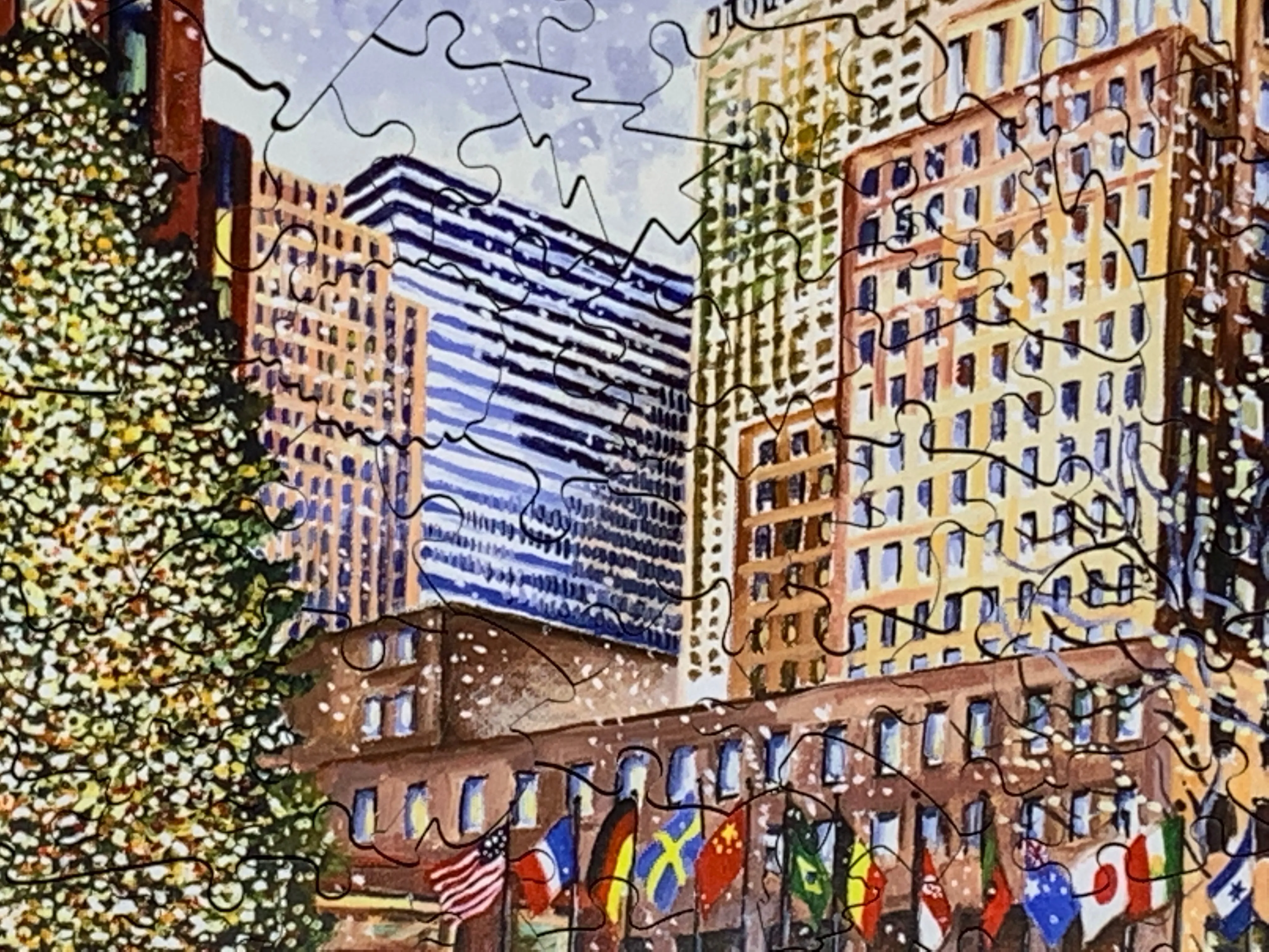 Ice Skaters at Rockefeller Center (249 Piece Wooden Christmas Puzzle)