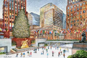 Ice Skaters at Rockefeller Center - 50 Piece MINI Wooden jigsaw Puzzle