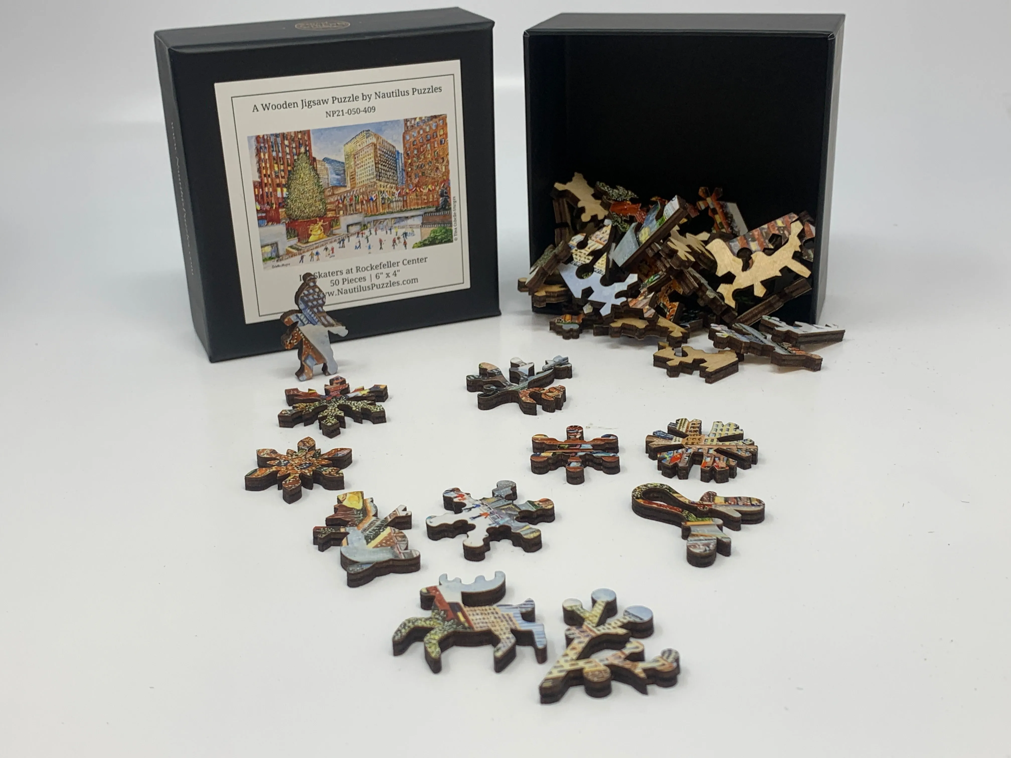 Ice Skaters at Rockefeller Center - 50 Piece MINI Wooden jigsaw Puzzle