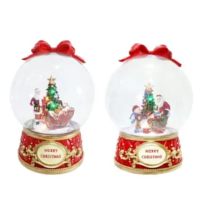 LED Fancy Base Music Jumbo Snow Globe with Bow Asst