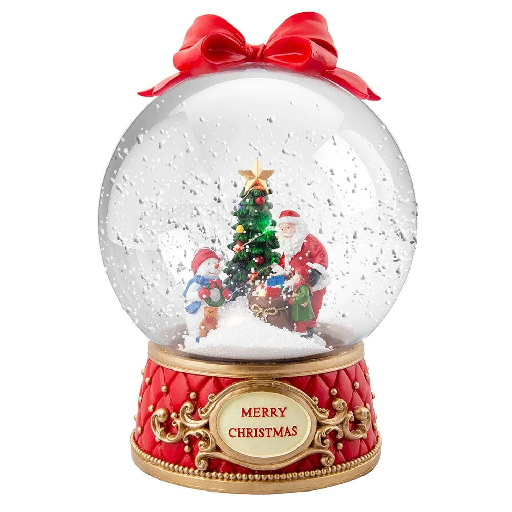 LED Fancy Base Music Jumbo Snow Globe with Bow Asst